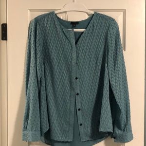 Talbots blouse | size XS | full button up | teal and textured